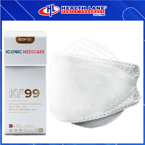 ICONIC  FACE MASK KN99- SIGNATURE WHITE (10'S)